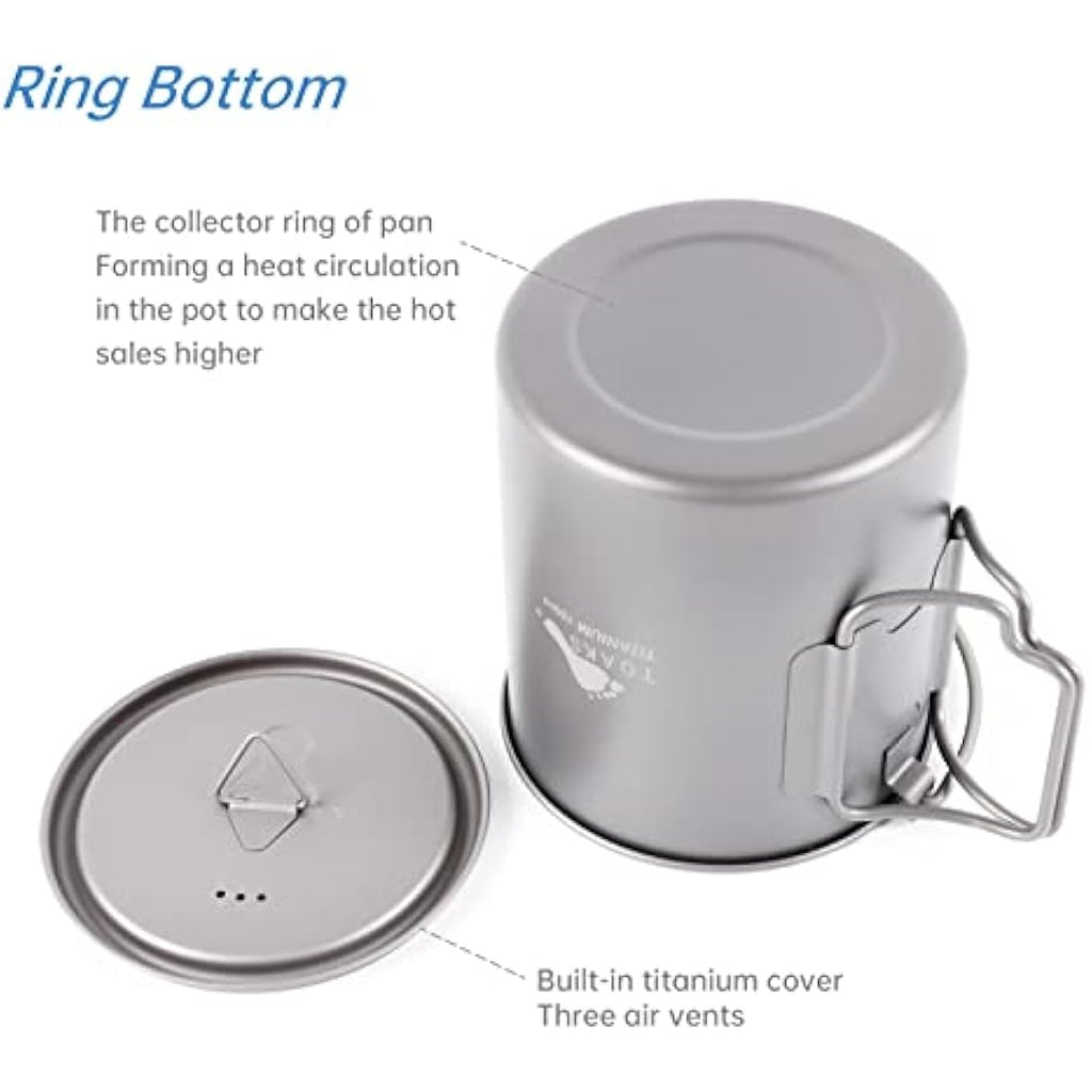 TOAKS Titanium 750ml Pot | Ultralight Camping Mug with Bail Handle