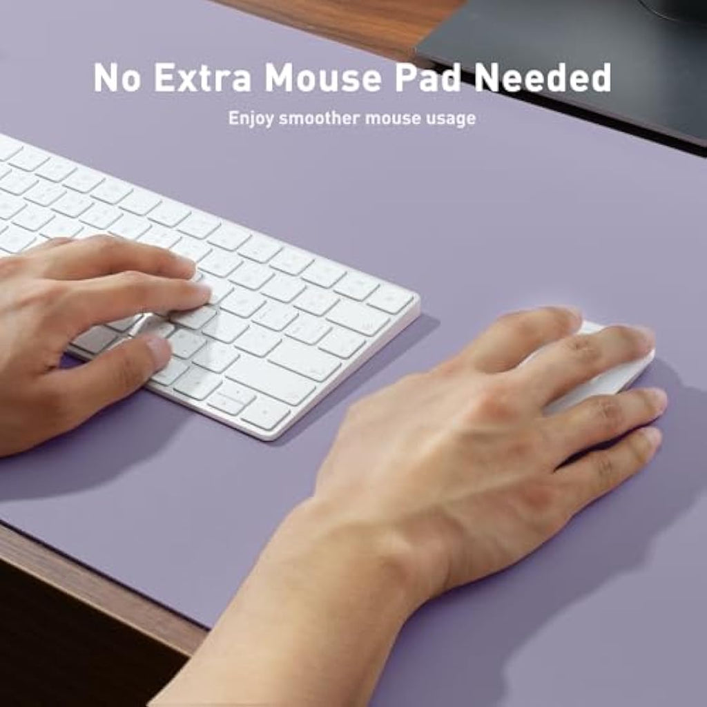 PU Leather Desk Pad - Waterproof Non-Slip Mat, Lavender