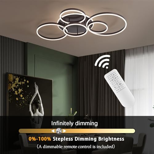 Minifair 6-Ring LED Ceiling Light – 108W Dimmable Flush Mount in Brown