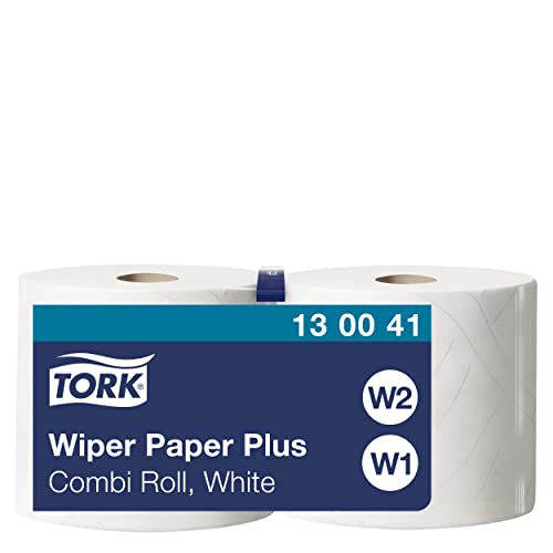 Tork 130041 Wiping Paper Plus – 2-Ply Extra Strong White Rolls – 2 x 255m