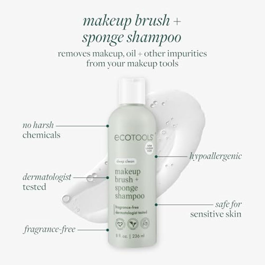 EcoTools Makeup Brush and Sponge Shampoo | Fragrance-Free Cleanser - 6oz