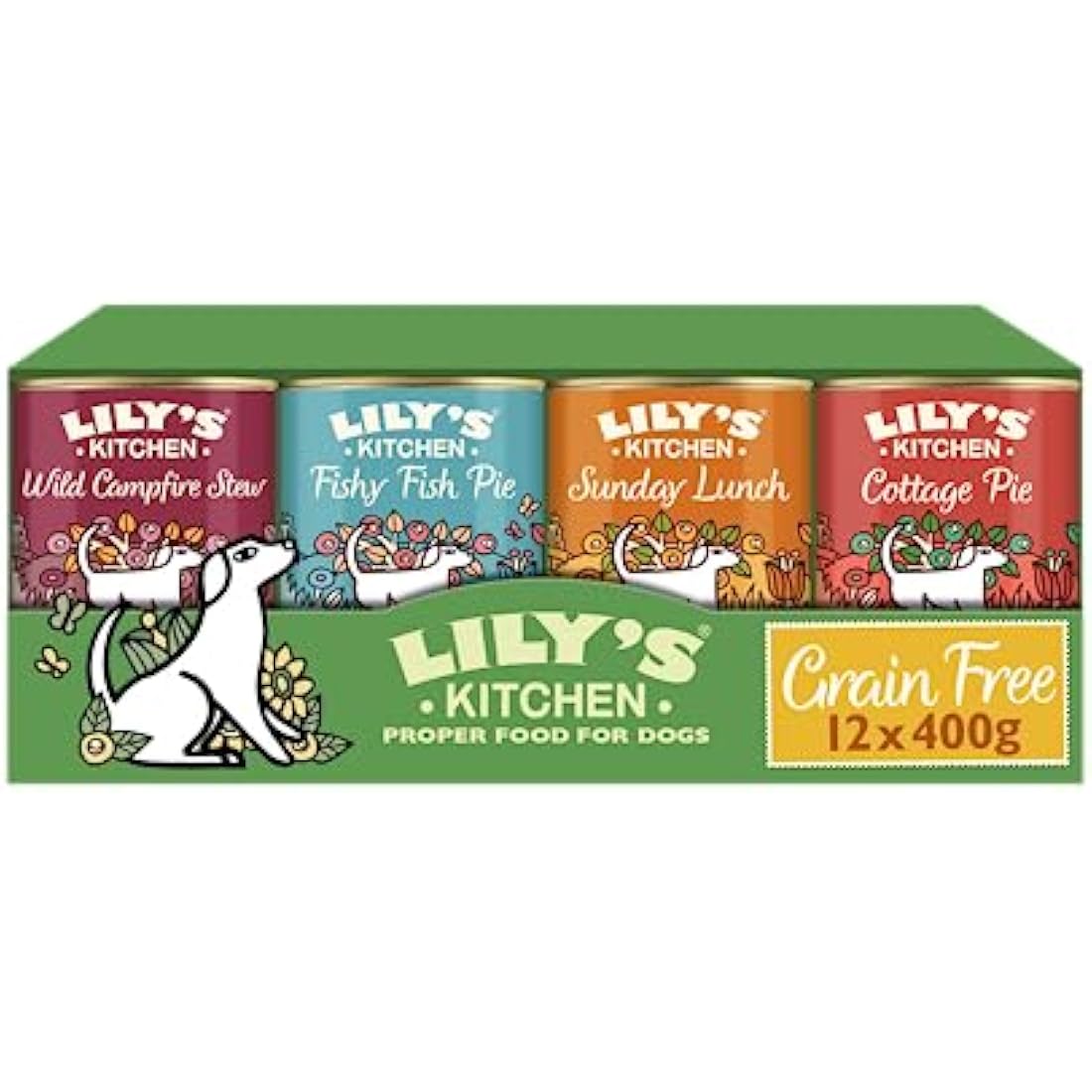 Lily's Kitchen Grain-Free Wet Dog Food Variety Pack – 12 x 400g Tins