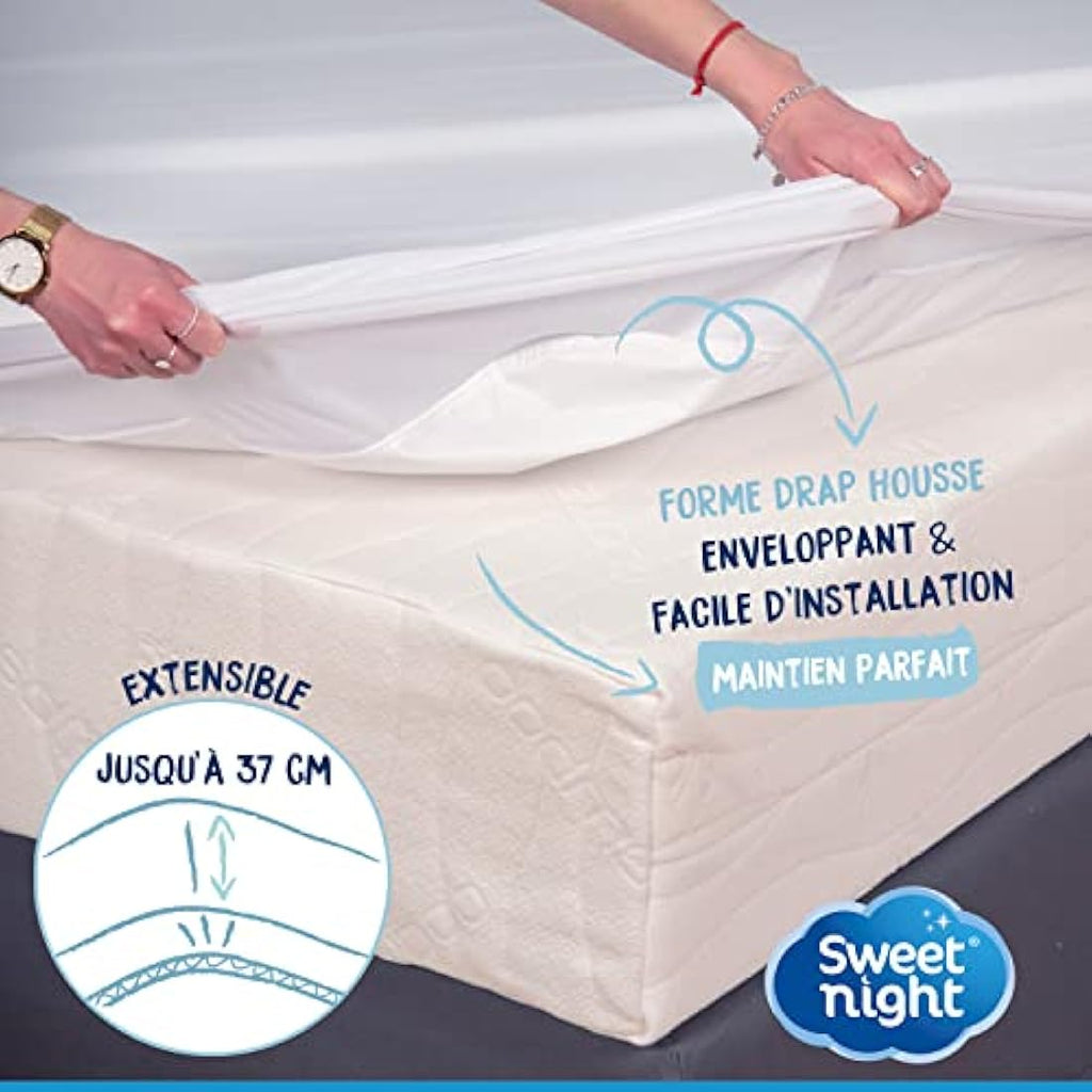 Sweet Night Waterproof Mattress Protector - Cotton Fitted Sheet - 180x200cm