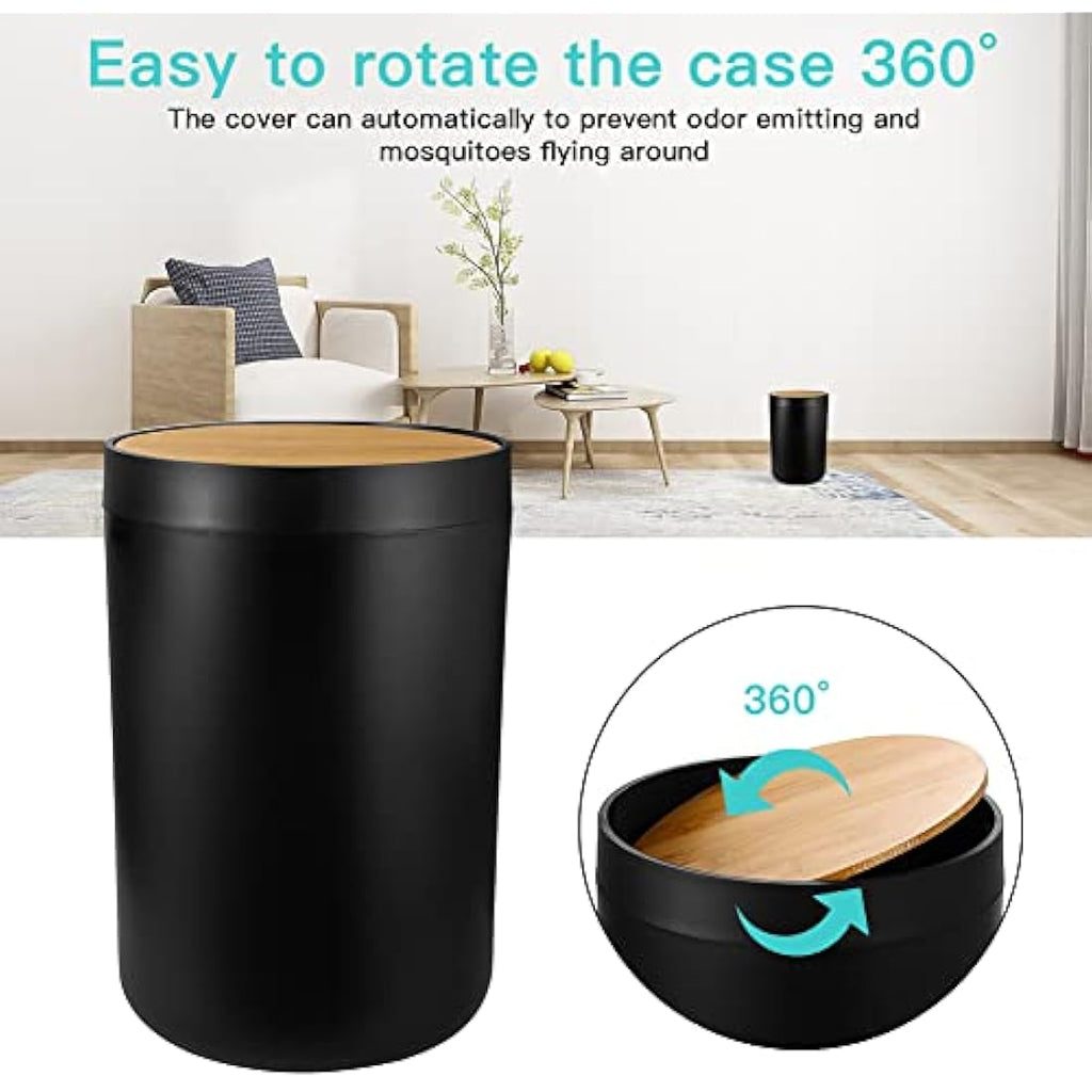 Jotom 7-Piece Bamboo and Plastic Bathroom Accessory Set - Black