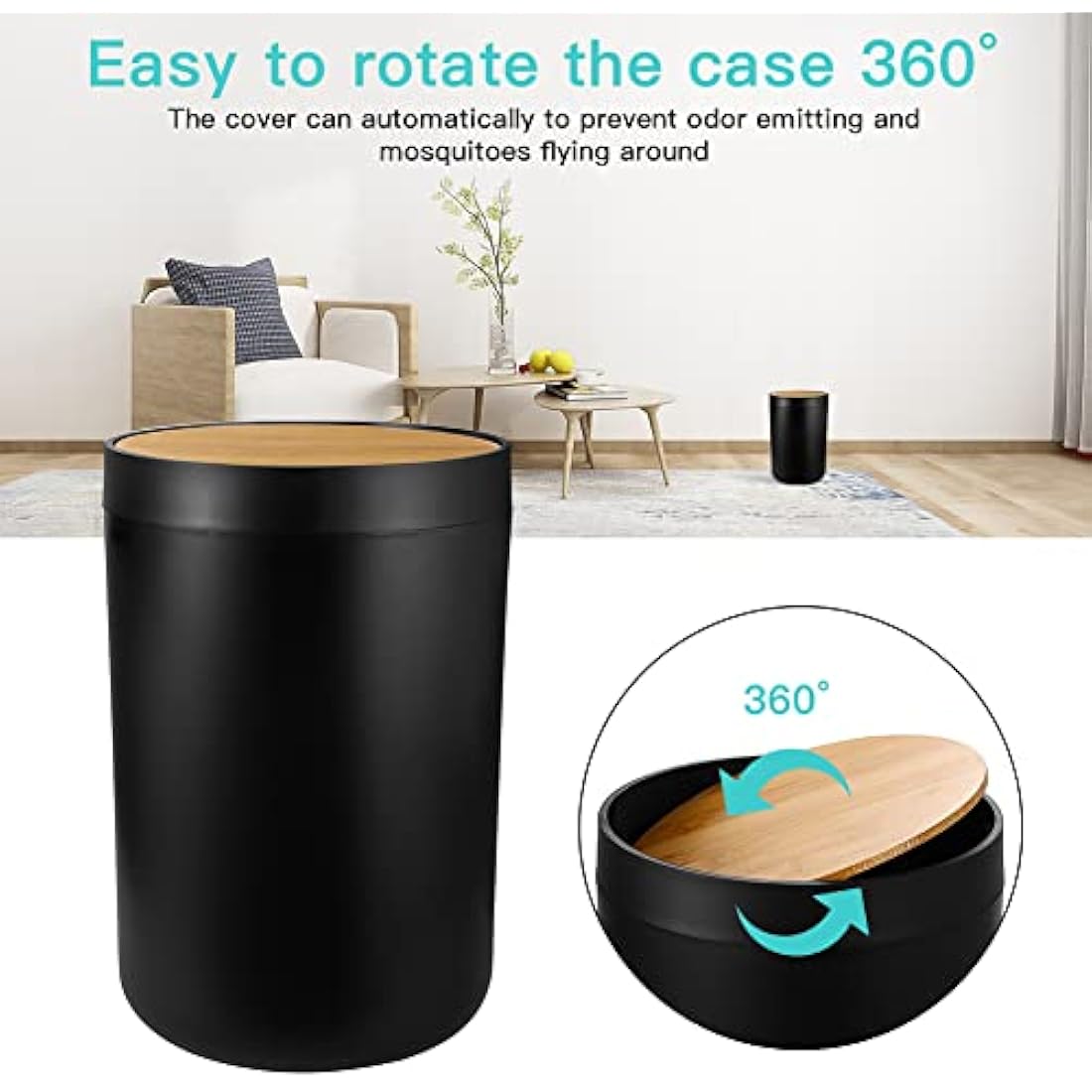 Jotom 7-Piece Bamboo and Plastic Bathroom Accessory Set - Black
