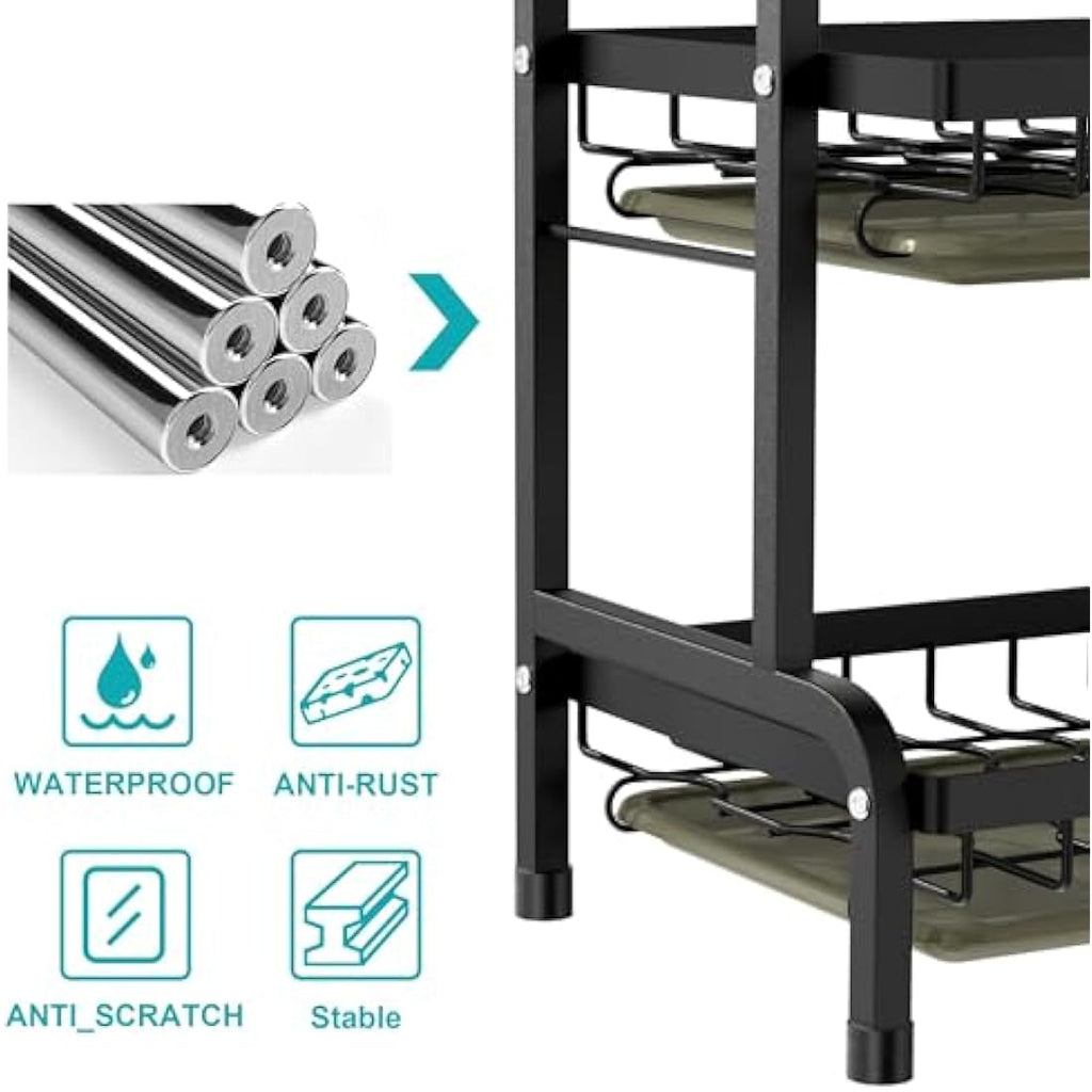 3-Tier Dish Drying Rack with Drip Tray and Cutlery Holder