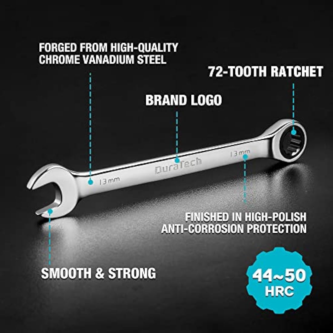 DURATECH 10-Piece Metric Ratcheting Wrench Set | 6-18mm Cr-V Steel