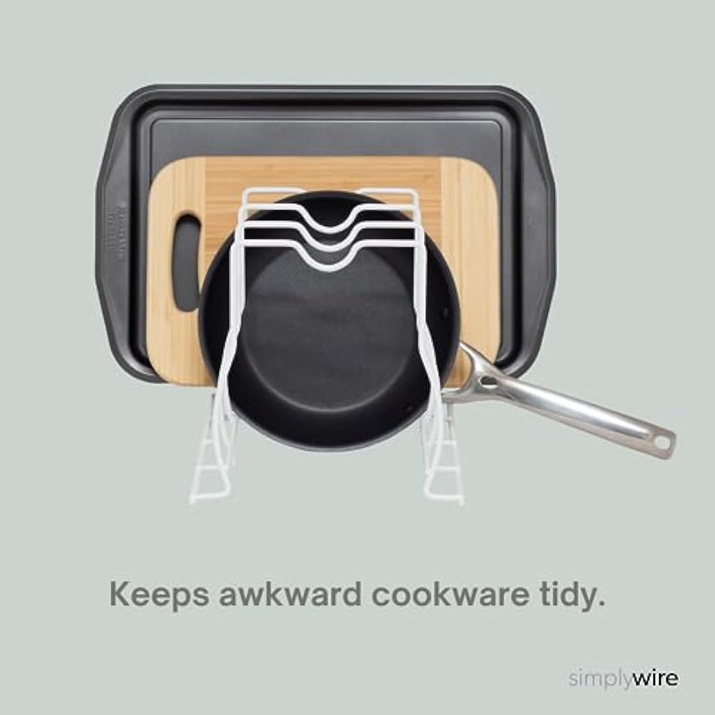 simplywire Bakeware, Pan and Lid Storage Organiser - White Kitchen Rack