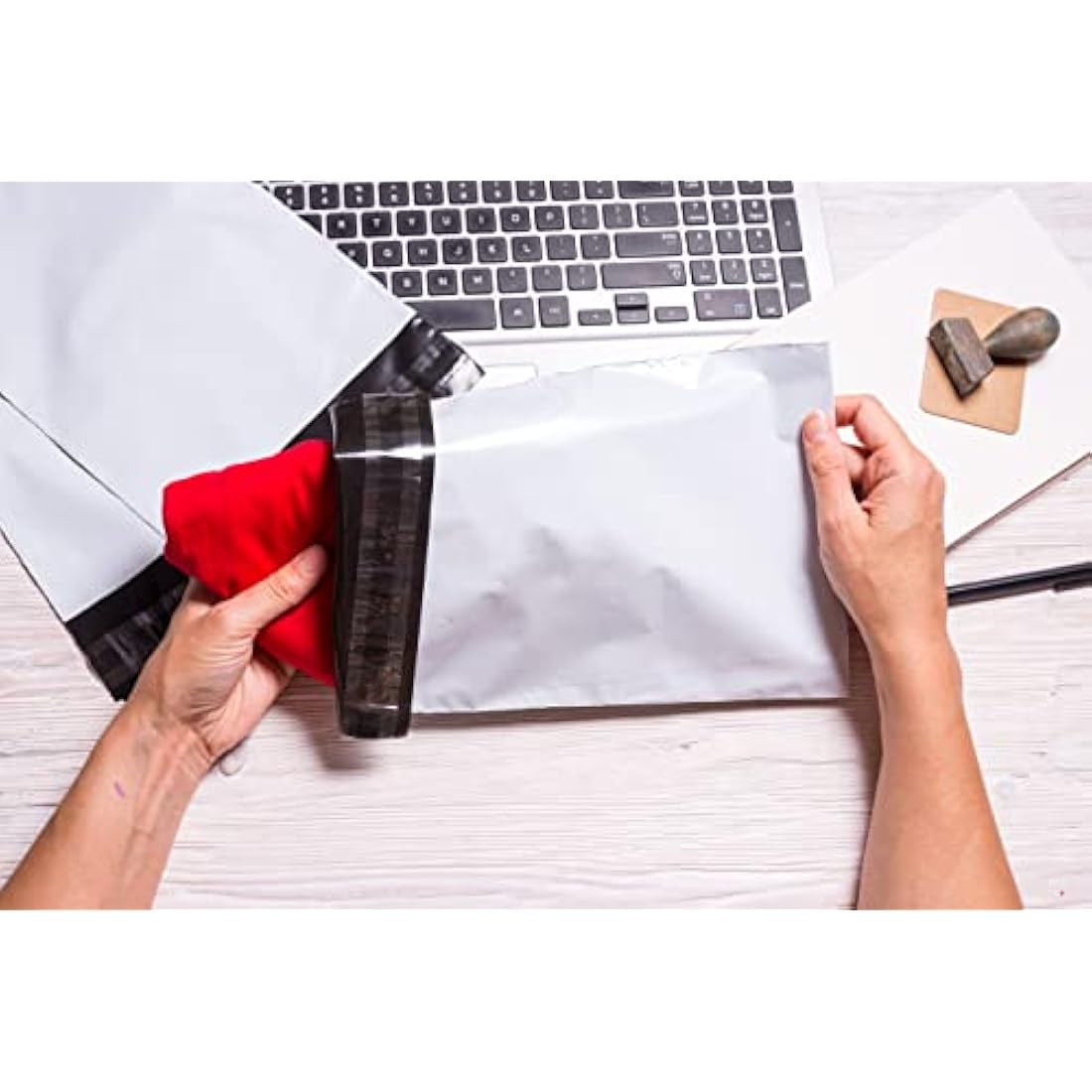 Red Ember Recycled Poly Mailing Bags | 50 Mixed Sizes Self-Seal White