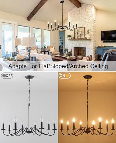MRHYSWD 8-Light Black Chandelier – Vintage Industrial Metal Ceiling Light