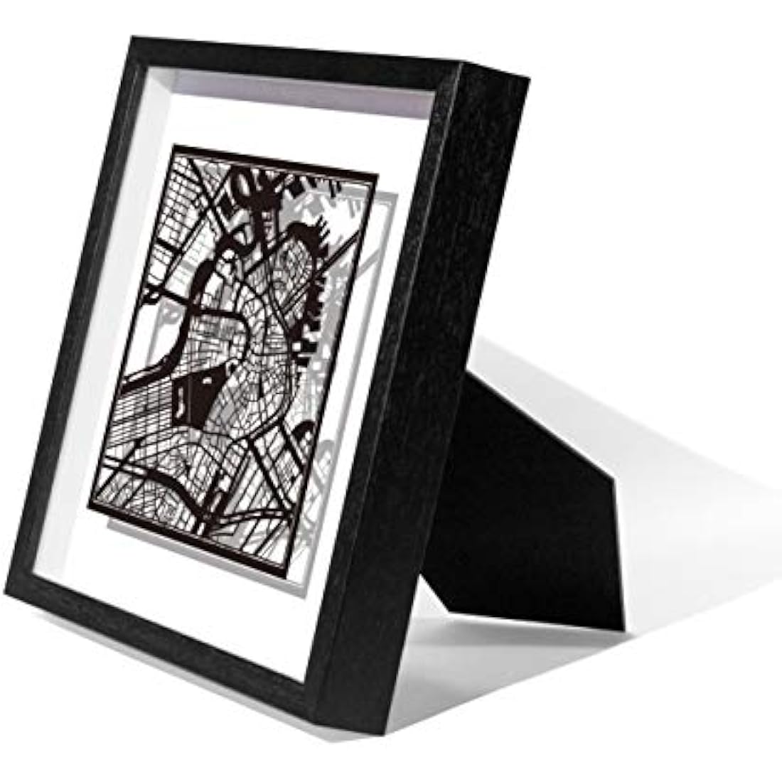 Boston Paper Cut Map Framed Wall Art by Jolof Store - 9x9 Black