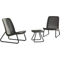 Keter Rio 3-Piece Rattan Patio Set – Graphite Grey Outdoor Bistro