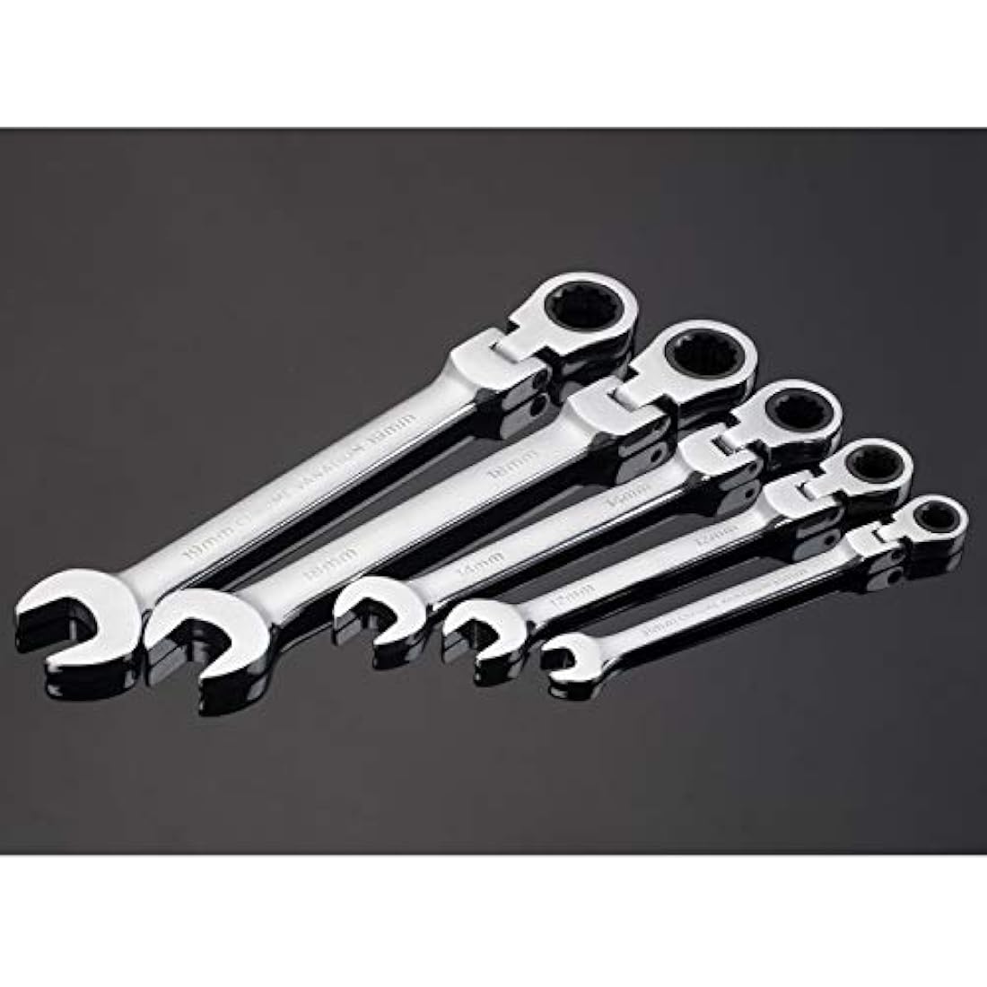 Qnkaa 12pc Metric Flex Head Ratchet Spanner Set | 8-19mm Chrome Vanadium