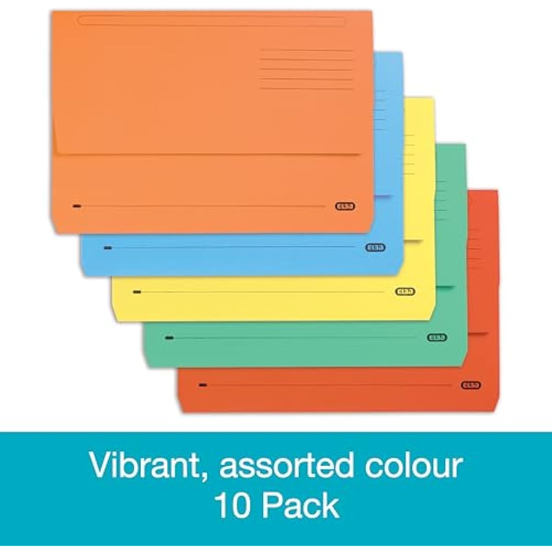 Elba Foolscap Document Wallets – Assorted Colours – Pack of 10
