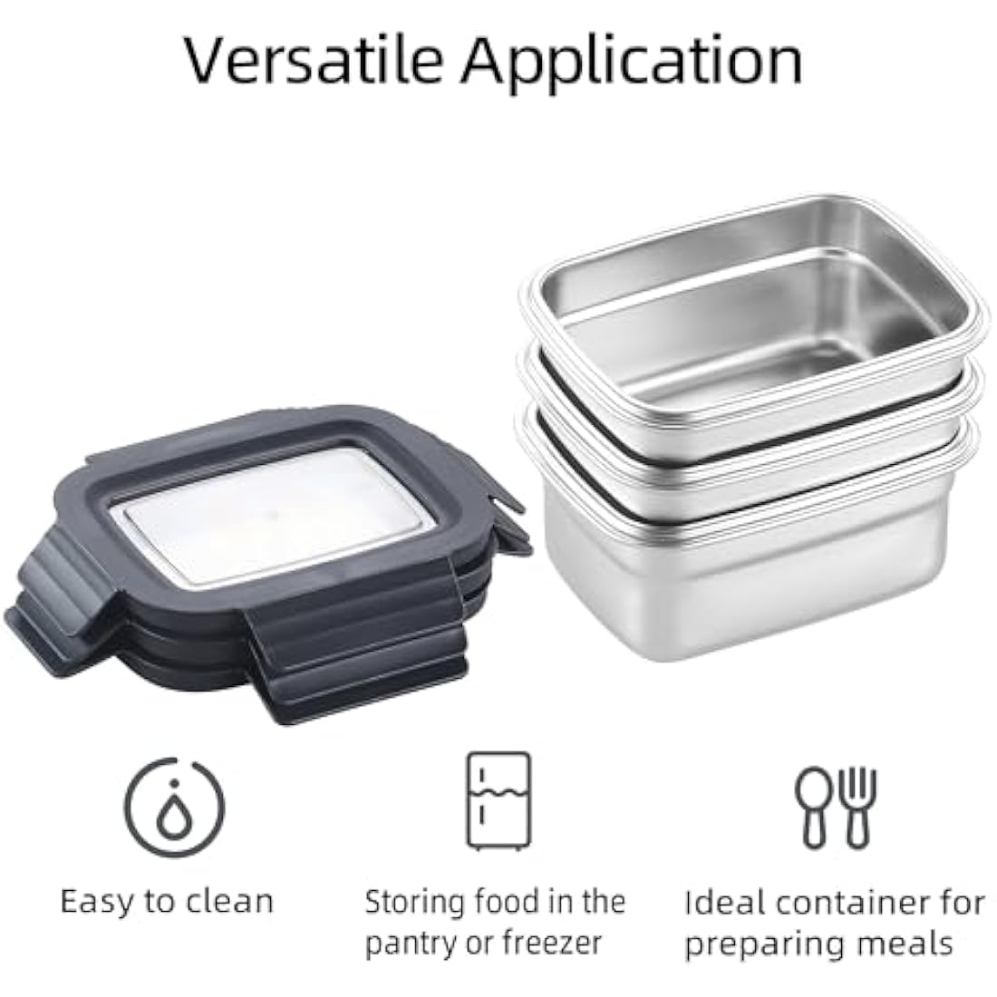 Misichao Stainless Steel Airtight Food Storage Containers - 1100ml 3-Pack