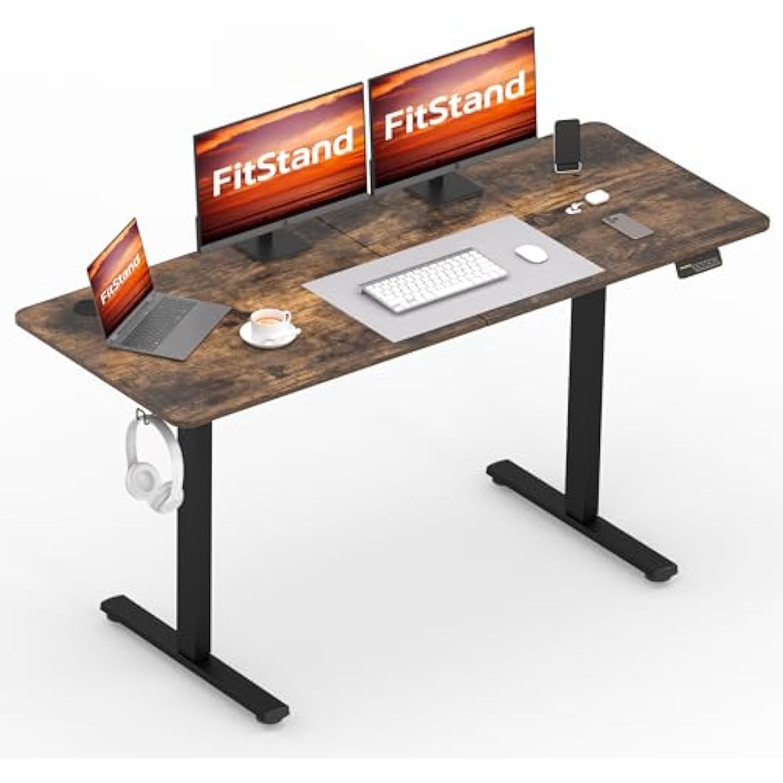 FitStand FQ1 Electric Height Adjustable Standing Desk - Rustic Brown