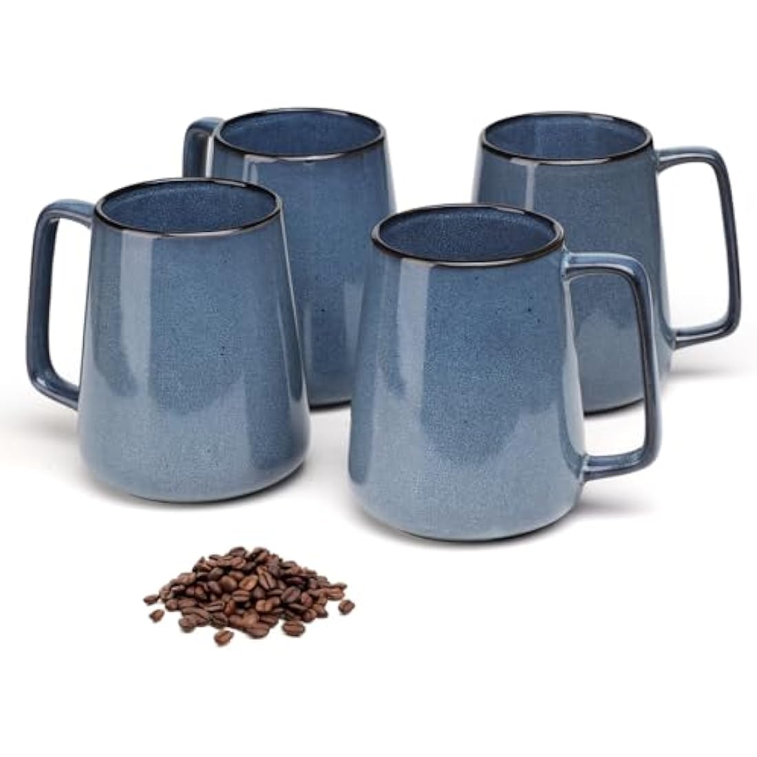 700ml Large Blue Ceramic Coffee Mugs – Set of 4 Jumbo Cups