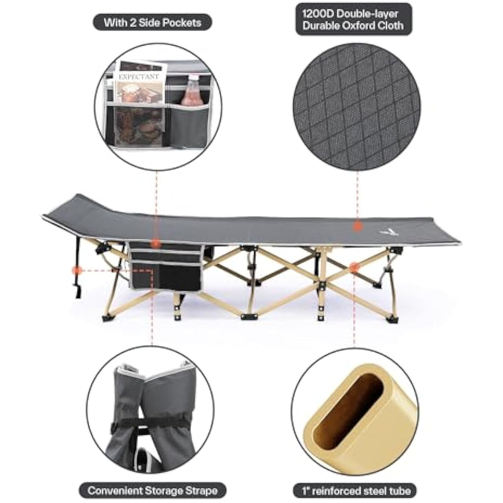 Sportneer Camping Bed with Mattress – 450lbs Heavy Duty Portable Cot