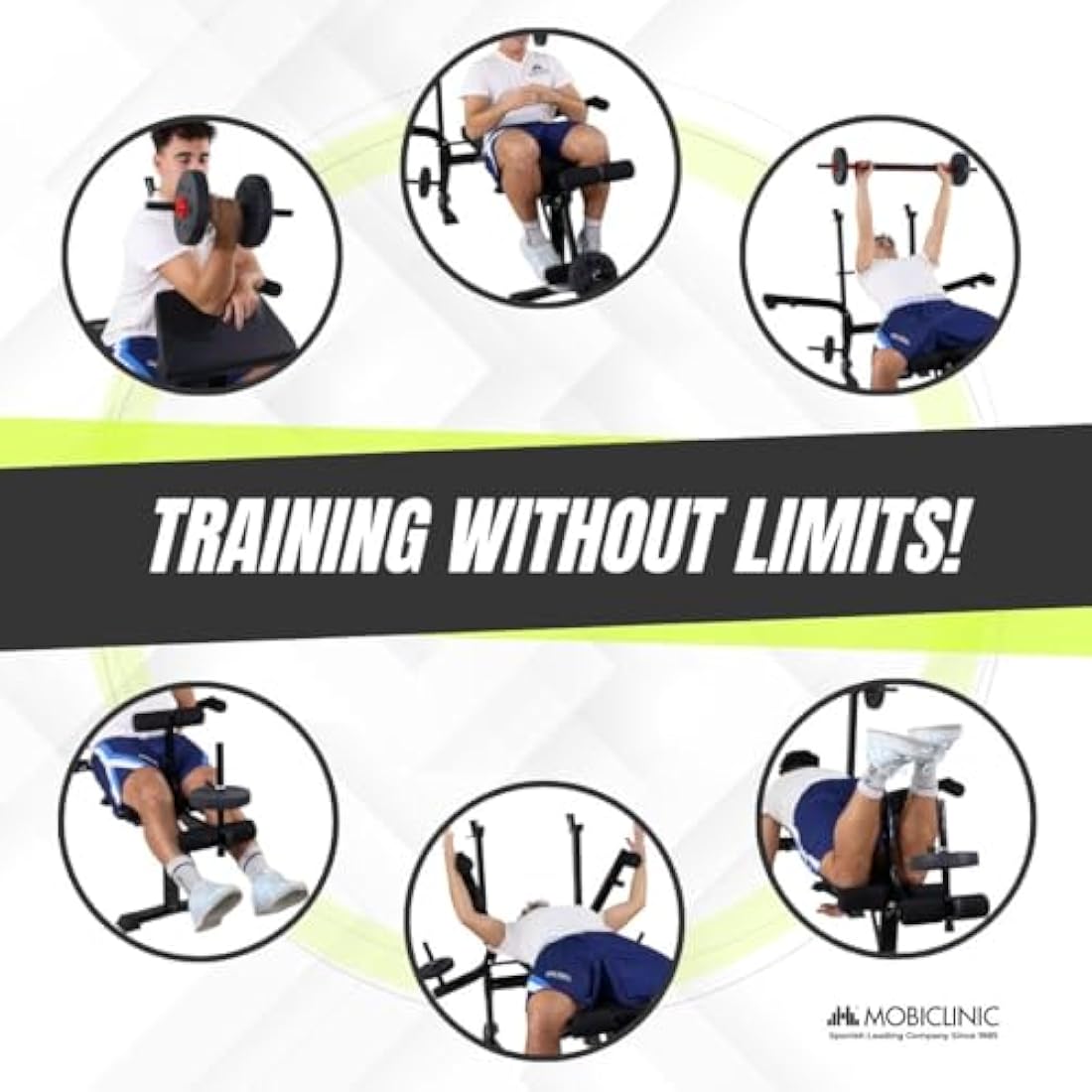 Mobiclinic Pressfit Adjustable Gym Bench - Foldable Steel Weight Bench