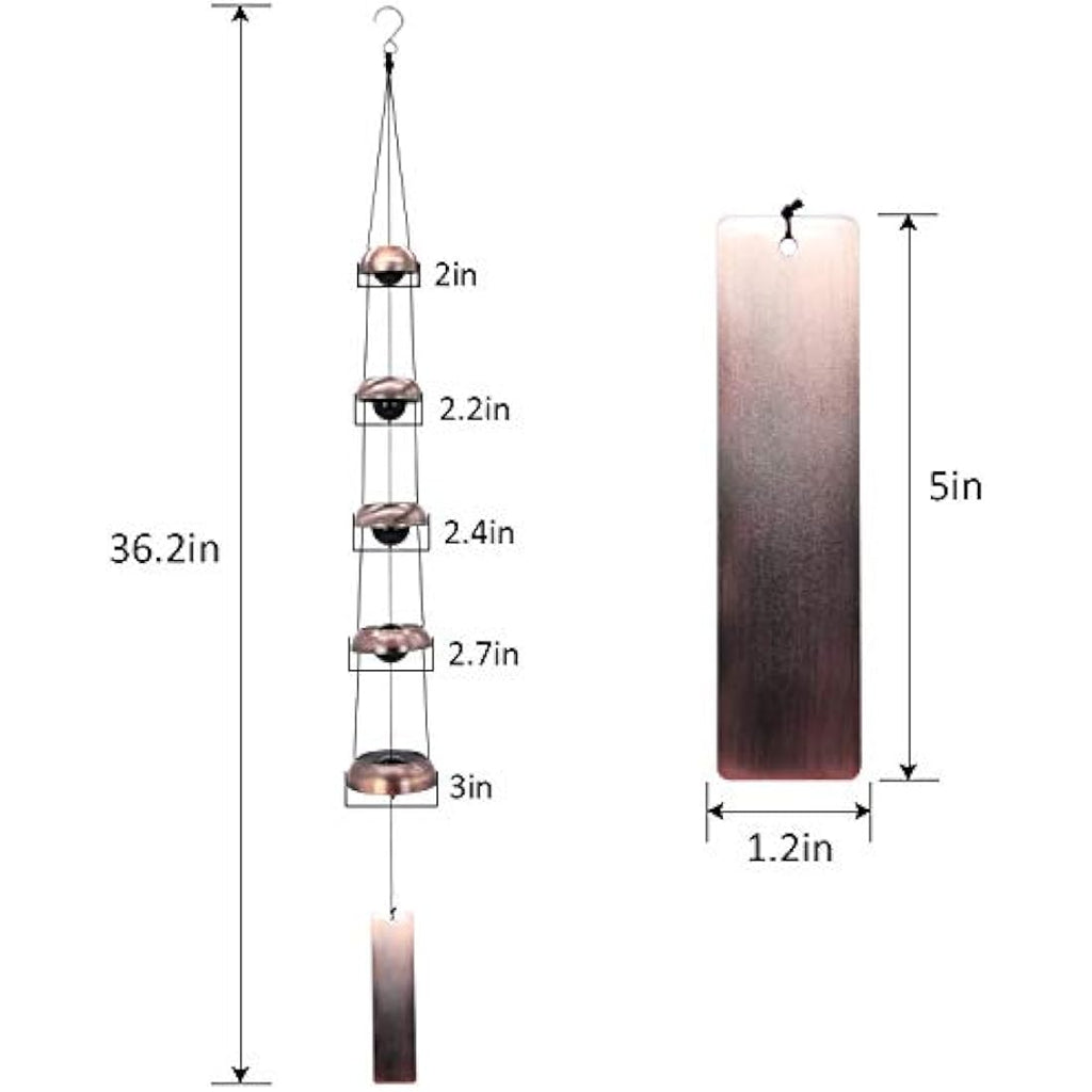 Jolof Store Red Copper Wind Chimes – 3 Bells Outdoor Garden Decor