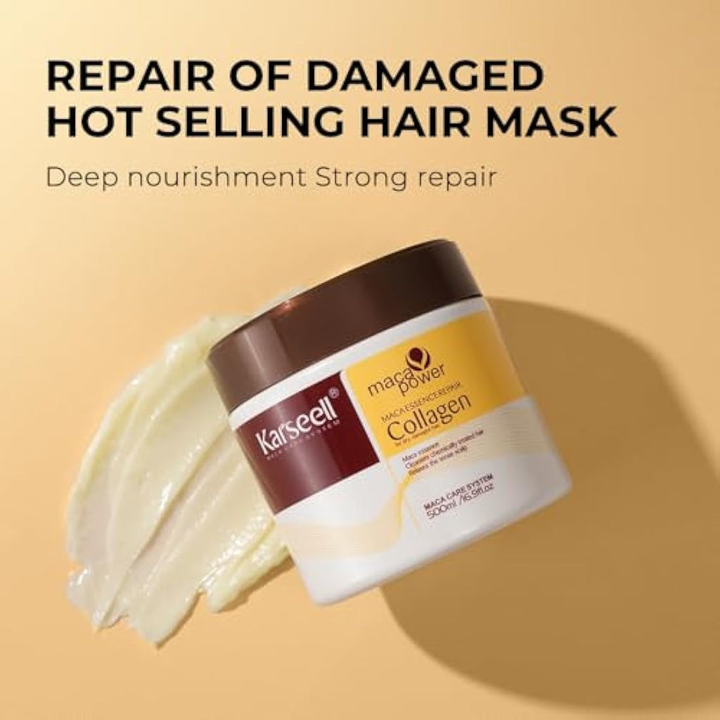 Karseell Collagen Hair Mask & Maca Essence Oil Set for Damaged Hair