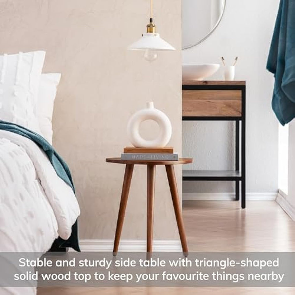 MH London Bond Triangle End Table – Mid-Century Solid Walnut Side Table