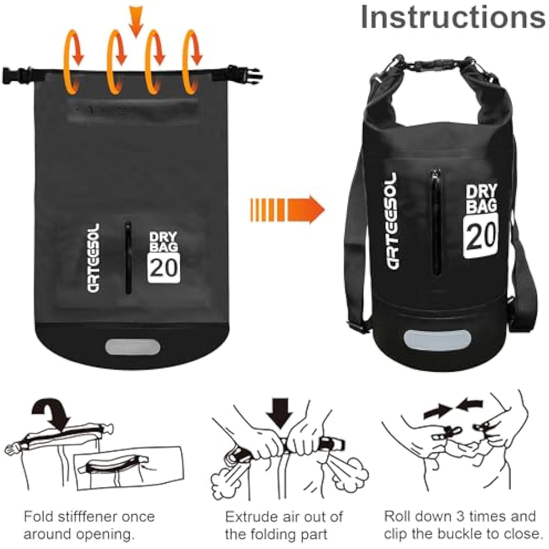 Arteesol Waterproof Dry Bag | 5L-30L Storage for Kayaking & Boating