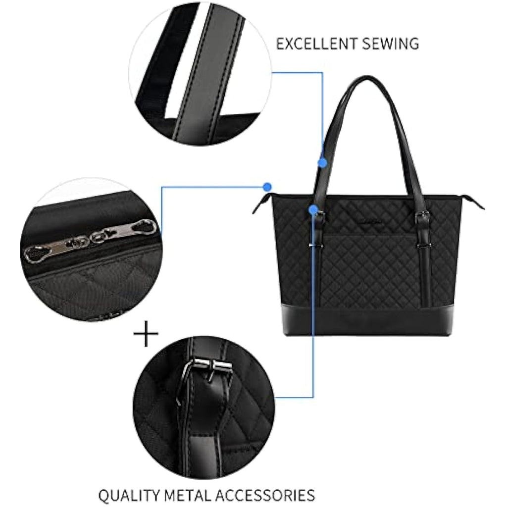 KROSER 15.6 Inch Laptop Tote Bag – Water-Repellent Nylon with USB Port