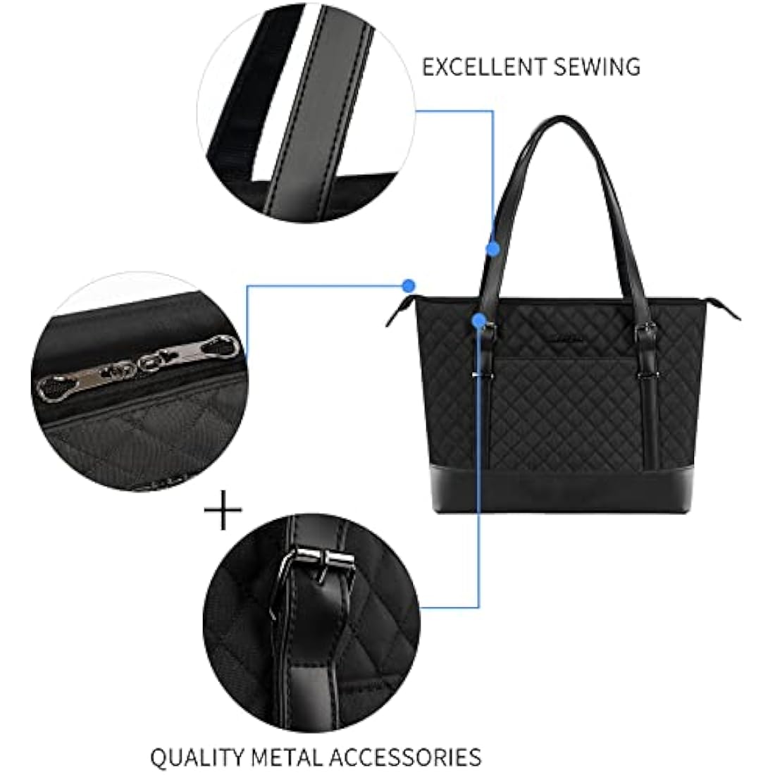 KROSER 15.6 Inch Laptop Tote Bag – Water-Repellent Nylon with USB Port