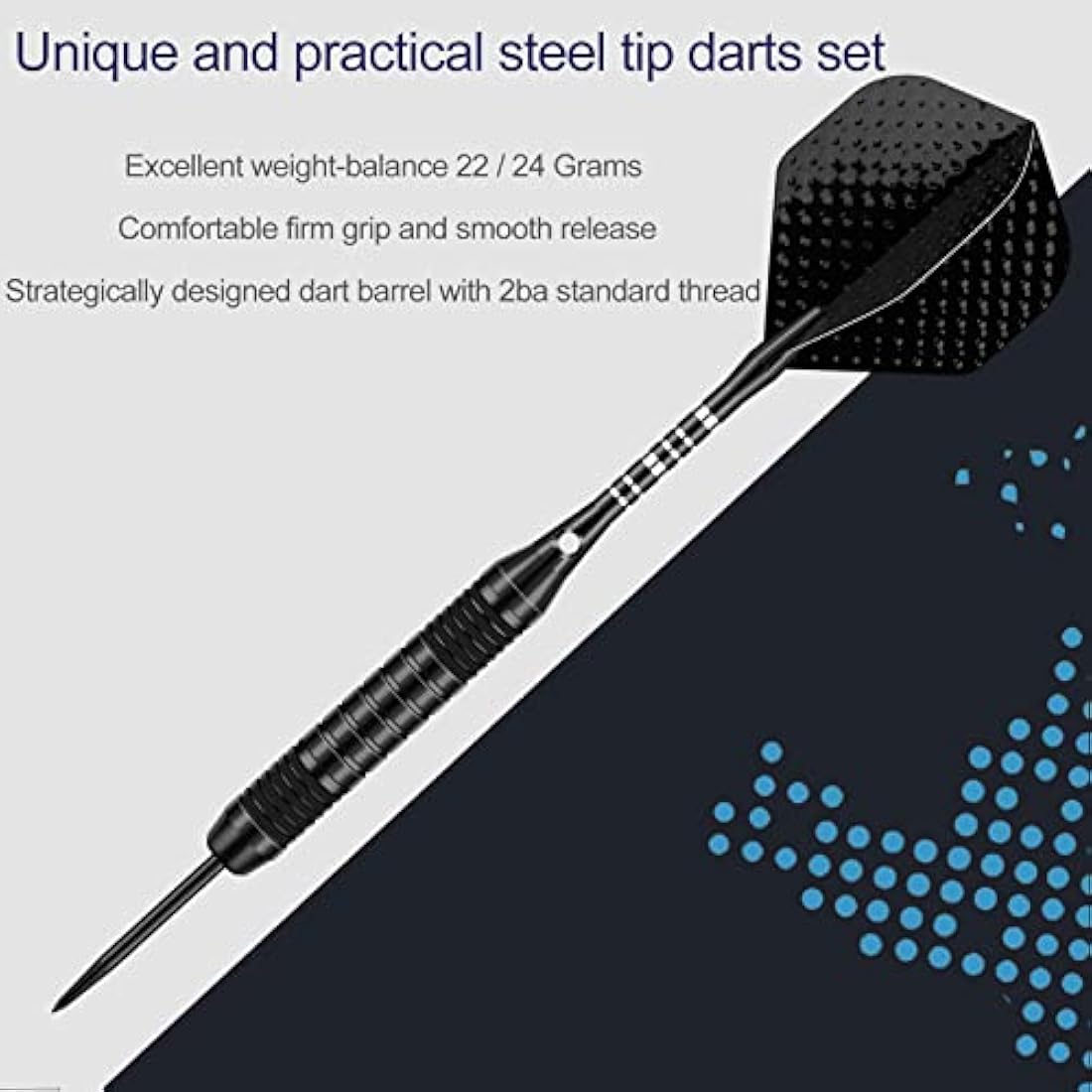 DARTSPACE Steel Tip Darts Set – 12 Pack Professional 22g/24g Metal Darts