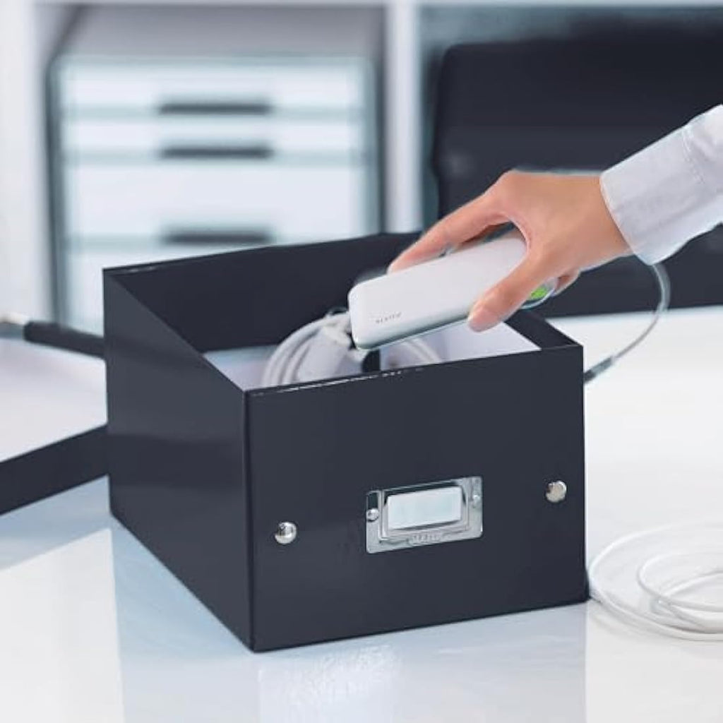 Leitz Click and Store A5 Storage Box – Collapsible Office Organizer, Black