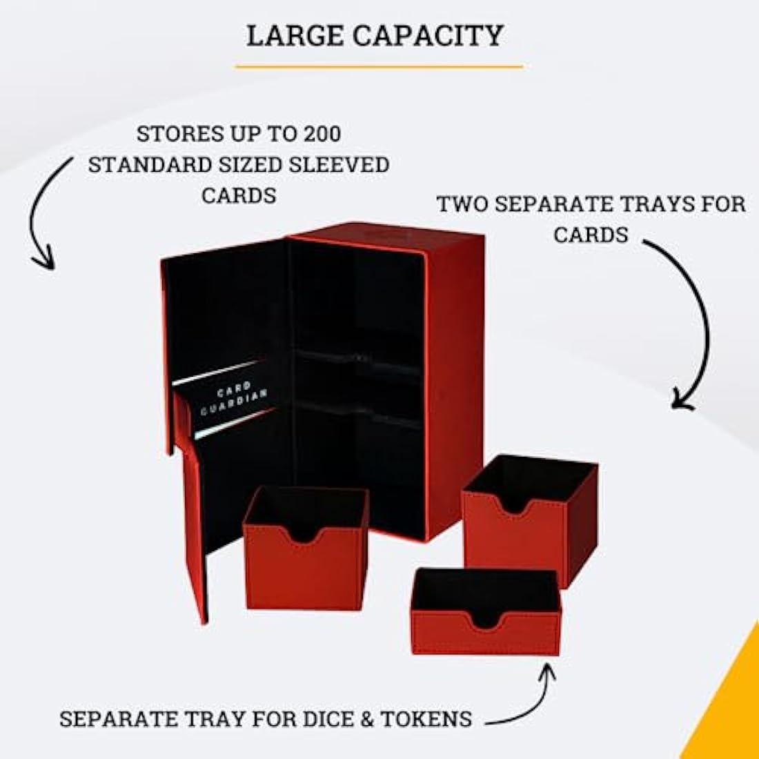 Card Guardian Double Deck Box for 200+ TCG Cards - Red PVC-Free