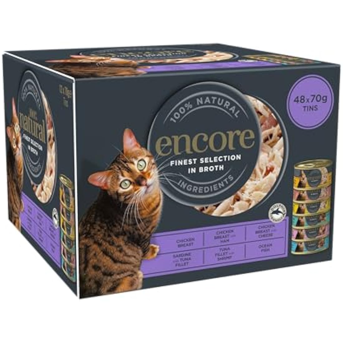 Encore Natural Wet Cat Food - Chicken & Fish Selection - 48 x 70g Tins