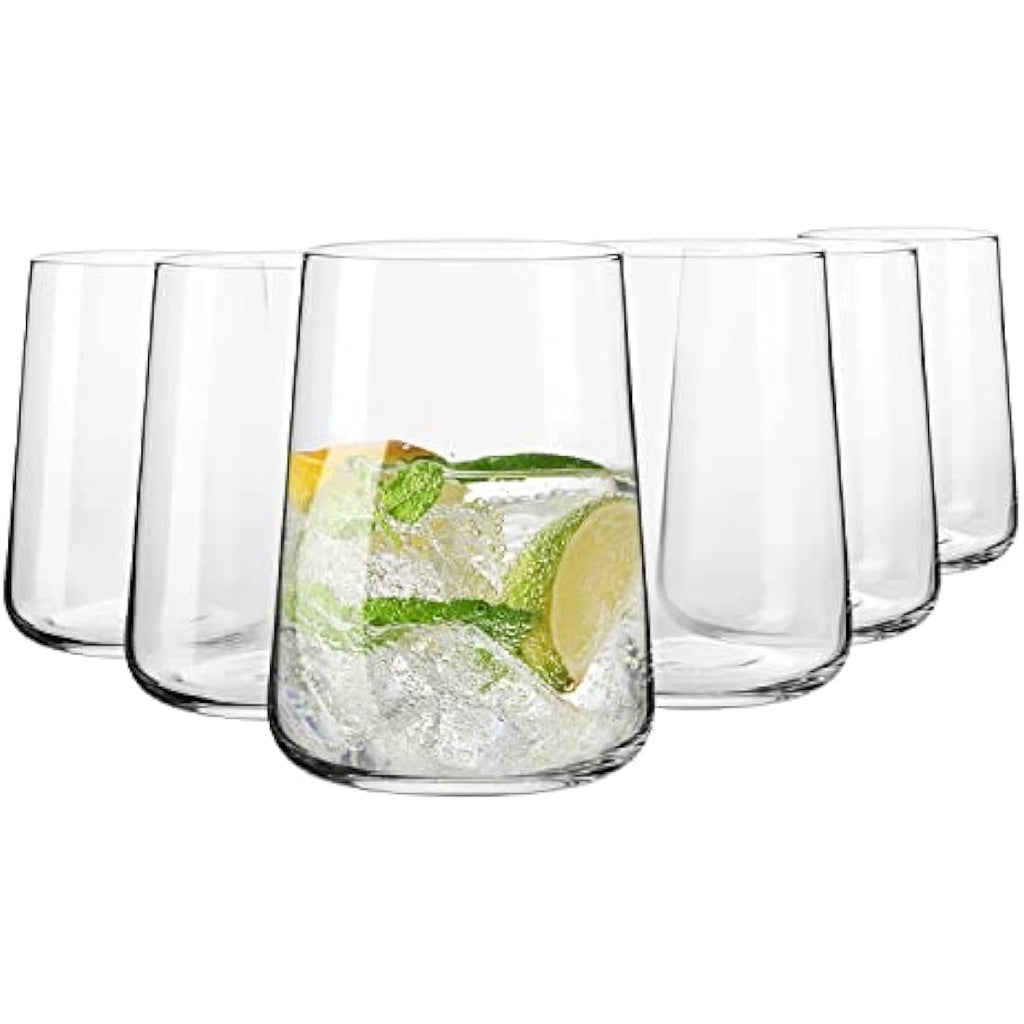 Krosno Infinity Water Glasses | 490ml Lead-Free Crystal Tumblers | Set of 6