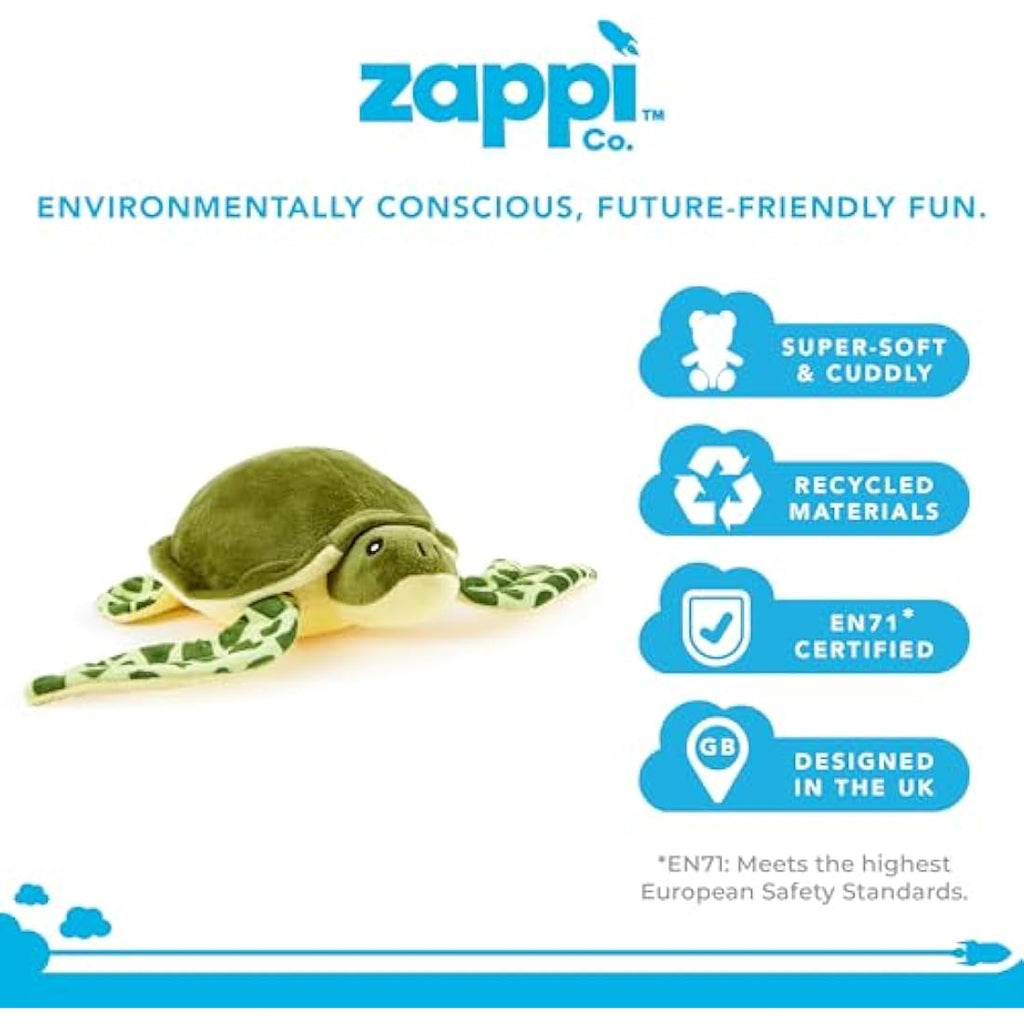 Zappi Co Green Sea Turtle Plush – 30cm Recycled Stuffed Animal Toy