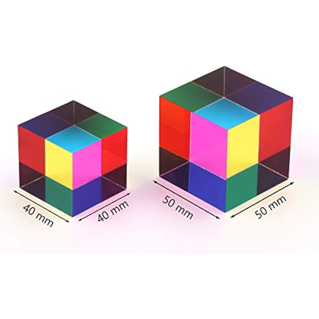 CMY Mixing Color Cube – 50mm Acrylic Optical Prism Desktop Toy