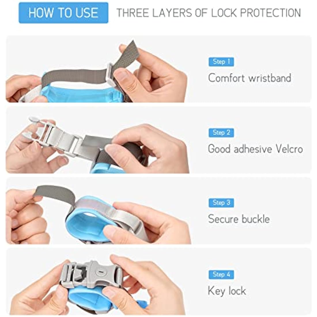 Anyfirst Anti Lost Wrist Link – 2.5M Toddler Safety Harness with Lock