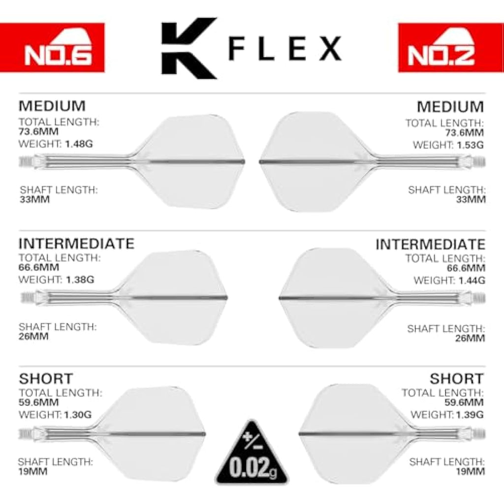Target Darts K-Flex Integrated Flights and Shafts | No.6 Shape - Black