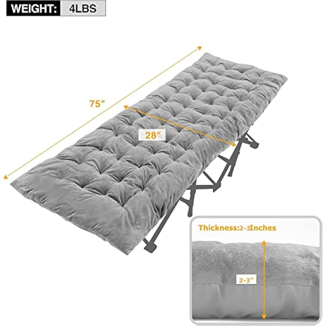 REDCAMP XL Camping Cot Pad – 75x28 Soft Cotton Folding Sleeping Mattress
