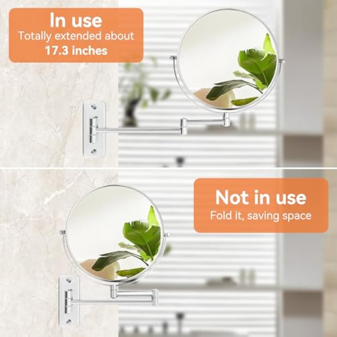 AumVum 8" Wall Mounted Shaving Mirror – 1X/10X Magnification Chrome