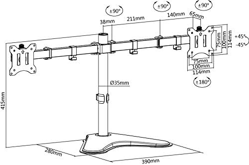 Amer Dual Monitor Stand – Heavy-Duty Adjustable Arm for 32" Screens