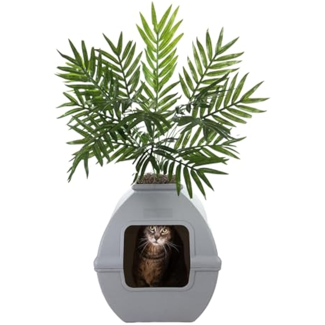 Good Pet Stuff Hidden Litter Box Planter – Enclosed Square Stone Gray