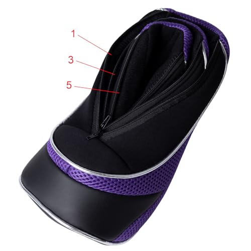 Andux Golf Driver & Fairway Wood Head Covers - 3pc Purple Zipper Set