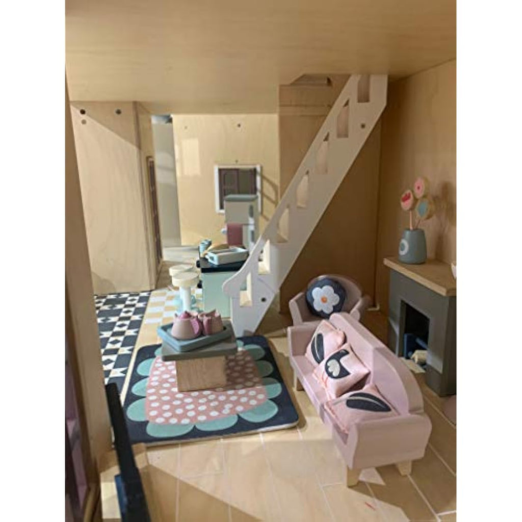 Tender Leaf Toys Wooden Dolls House Sitting Room Furniture Set - 33 Pieces