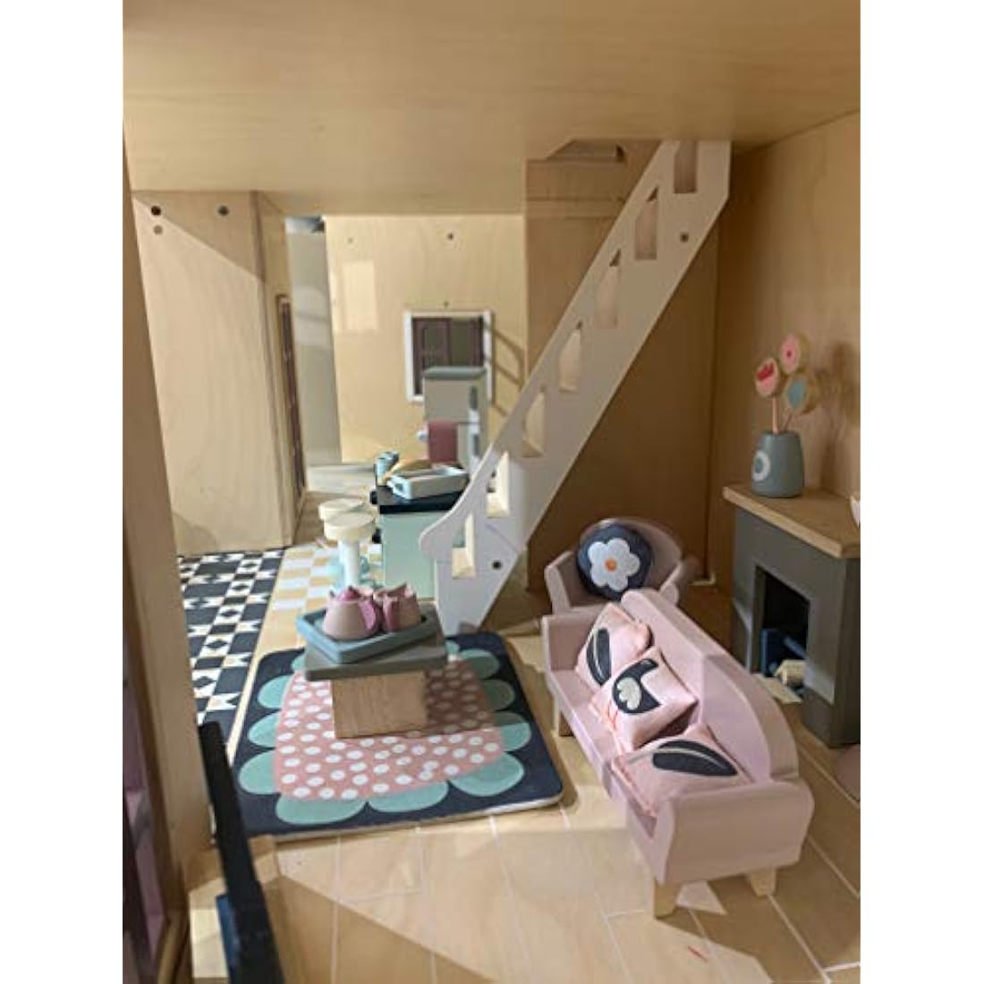 Tender Leaf Toys Wooden Dolls House Sitting Room Furniture Set - 33 Pieces