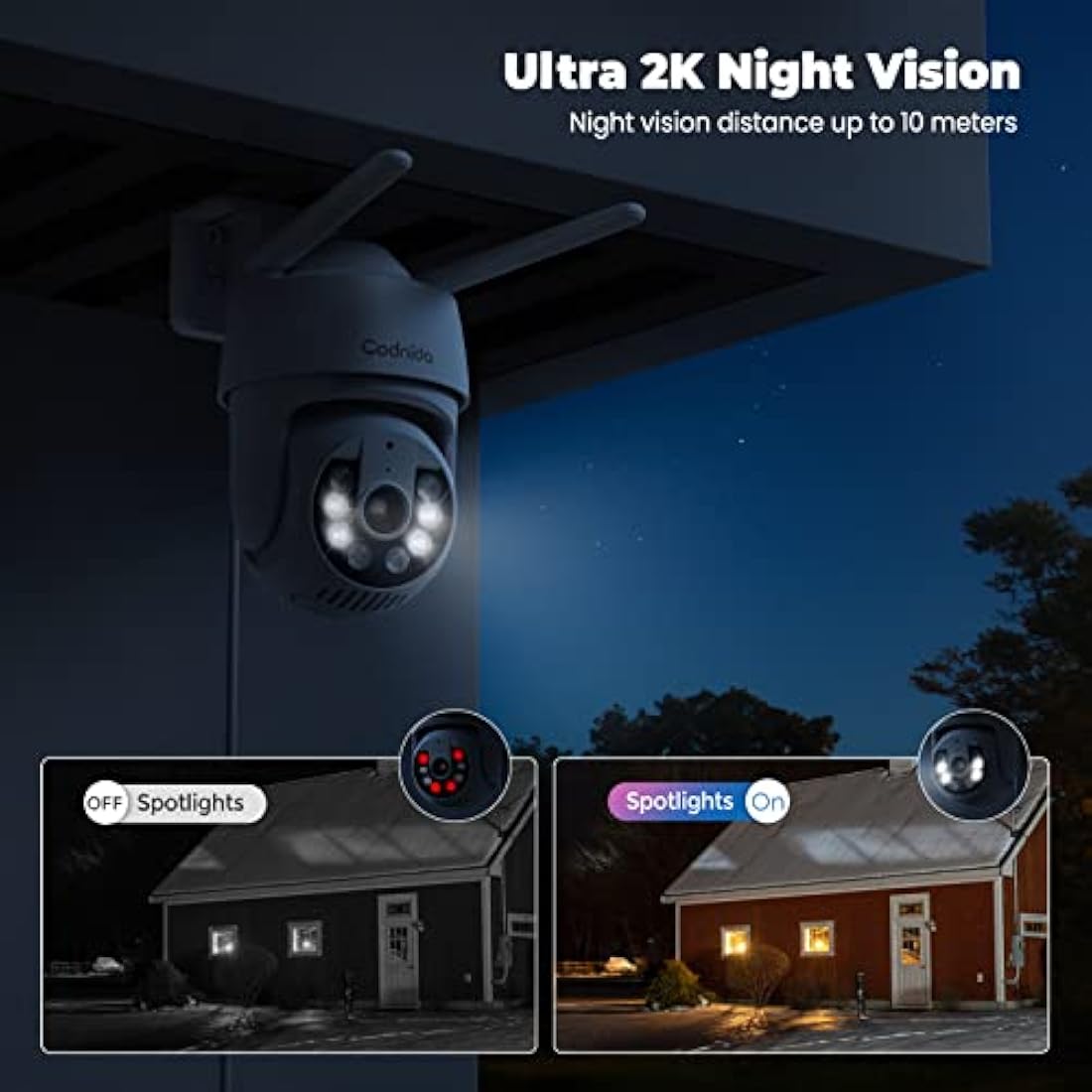 Codnida 2K Outdoor Security Camera – 360° PTZ WiFi CCTV with Human Detection