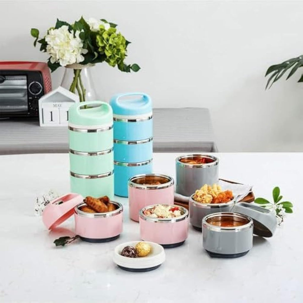Lille Home 3-Tier Stainless Steel Thermal Bento Lunch Box with Bag – 1380ml