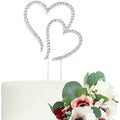 LOVENJOY Double Heart Wedding Cake Topper | Silver Crystal Rhinestone