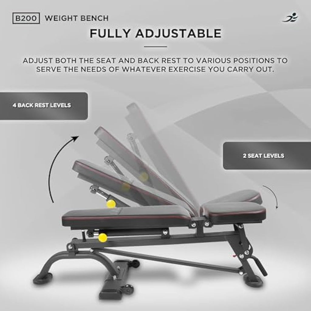 JLL B200 Adjustable Weight Bench – Foldable 200kg Heavy-Duty Home Gym