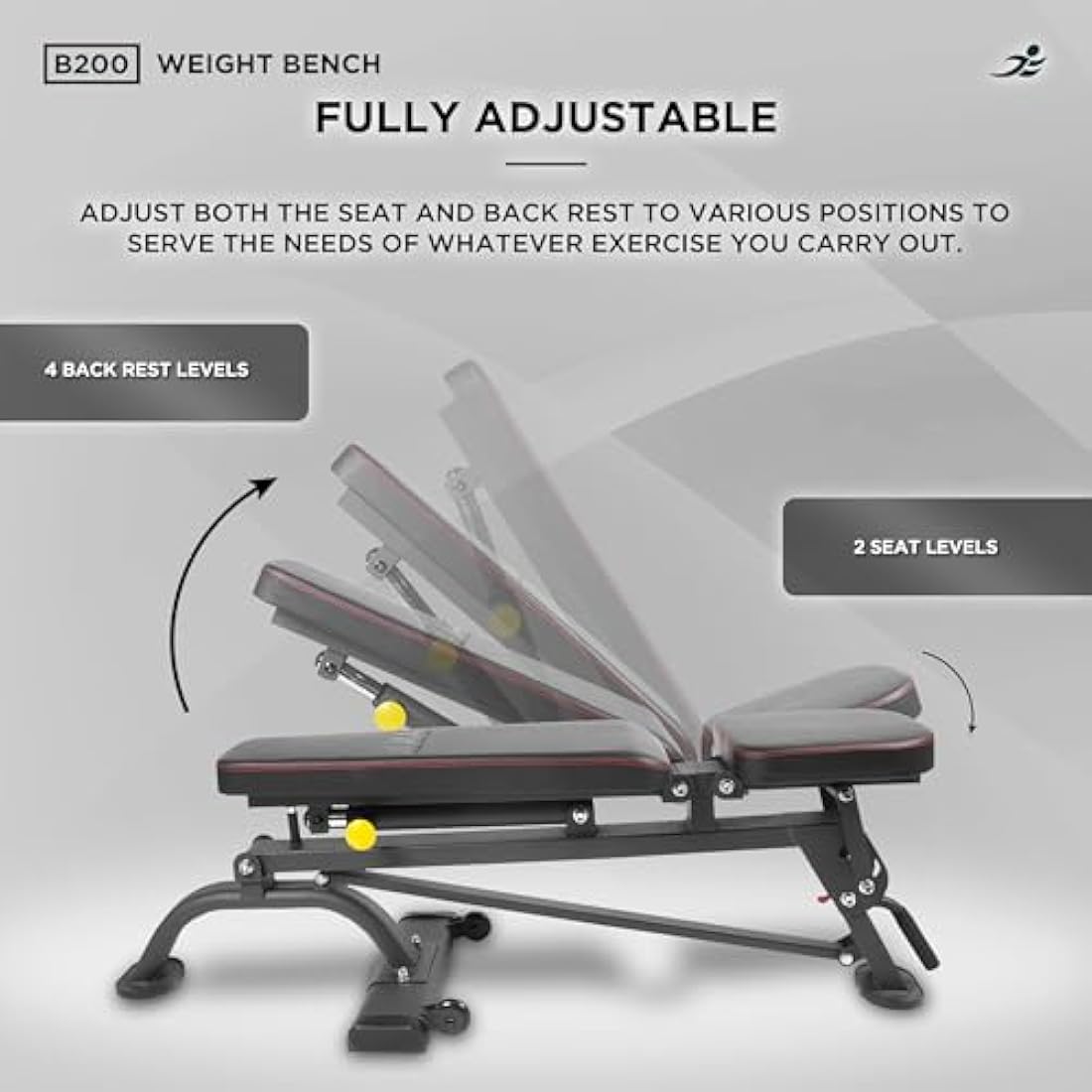 JLL B200 Adjustable Weight Bench – Foldable 200kg Heavy-Duty Home Gym